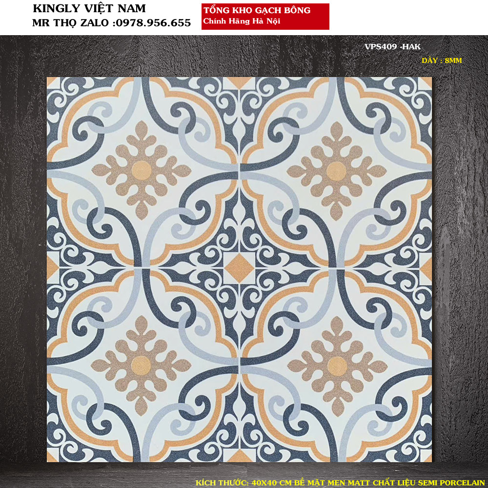 Gạch bông Viglacera 40x40 cm VPS409 Loại 1